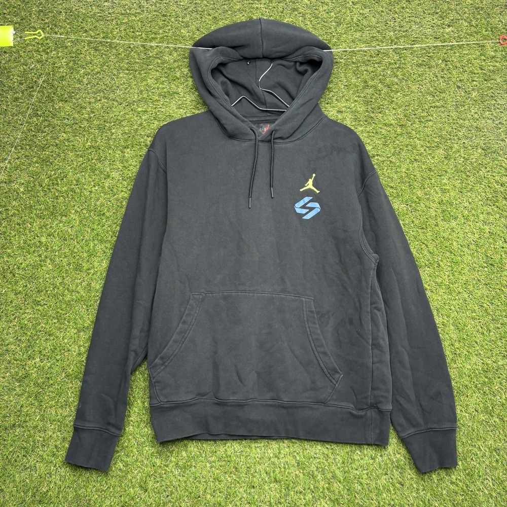 Air Jordan Hoodie Mens Small Black Fleece Pullover Logo Graphic Luka Doncic